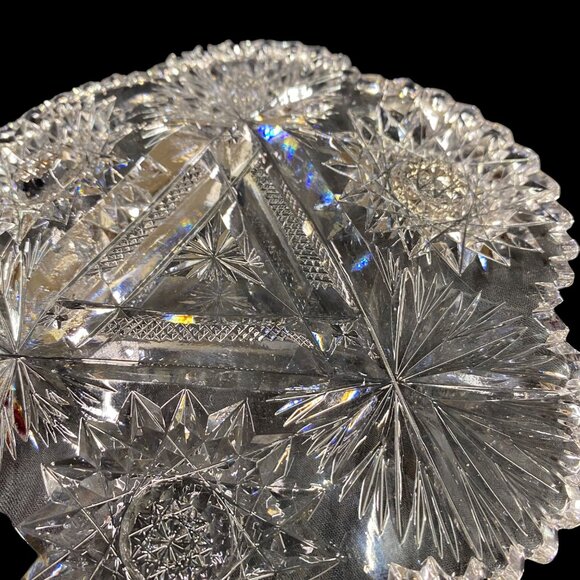 Antique ABP American Brilliant Cut Glass Mayonnaise Plate 6” Dish Serving Piece - Picture 14 of 15